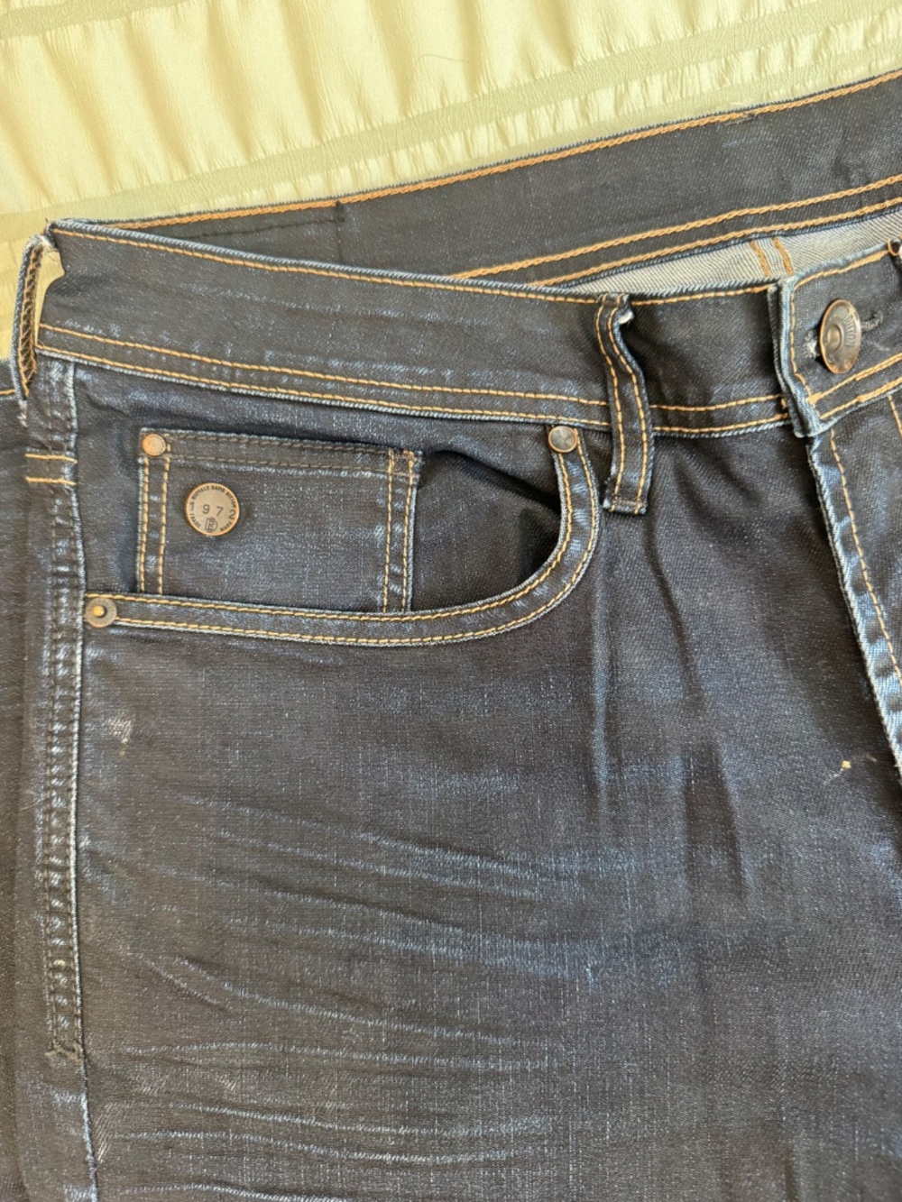 Buffalo David Bitton Six-X Slim Straight Jeans 34x32 Dark Wash Stretch - Picture 4 of 6